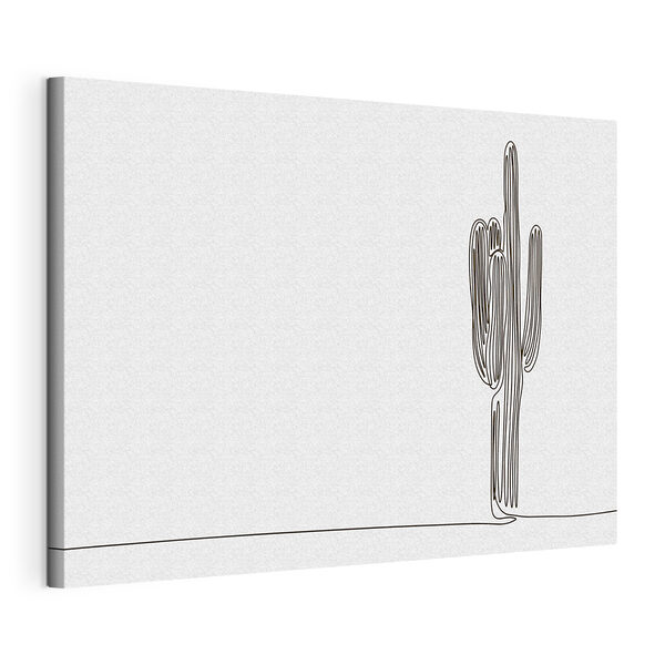 Canvas Schilderijen Cactus in één lijn getekend
