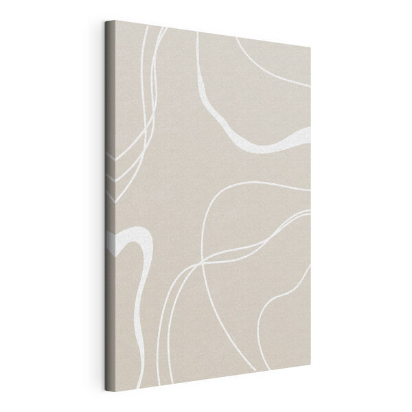 Witte lijnen op een beige achtergrond Canvas Schilderijen Witte lijnen op een beige achtergrond