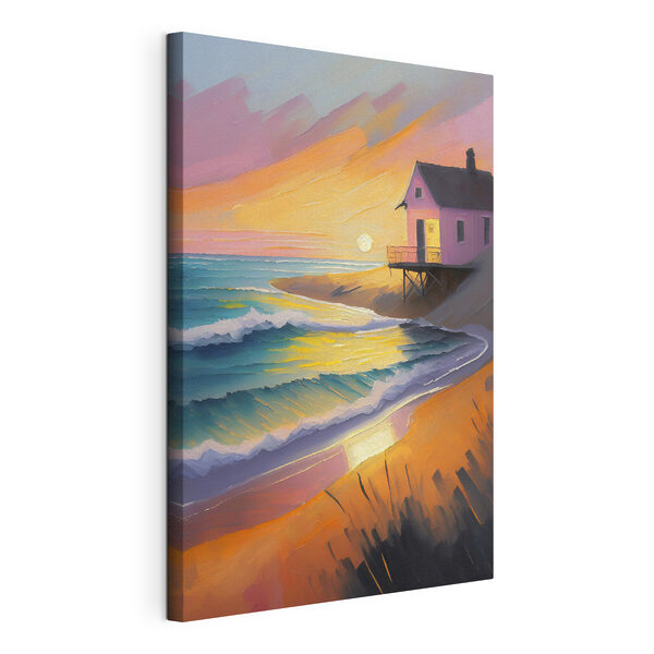 Canvas Schilderijen Huis op een strand