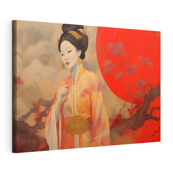 Canvas Schilderijen Een vrouw in een kimono