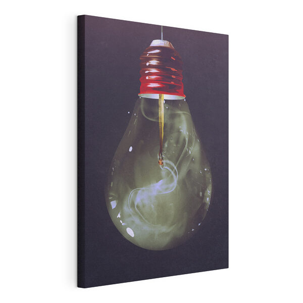 Canvas Schilderijen Gloeilamp met vuur