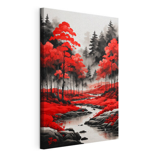 Canvas Schilderijen Een rivier door een bos
