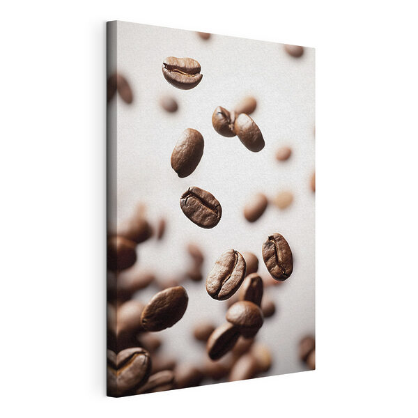 Koffiebonen die in de lucht vallen Canvas Schilderijen Koffiebonen die in de lucht vallen