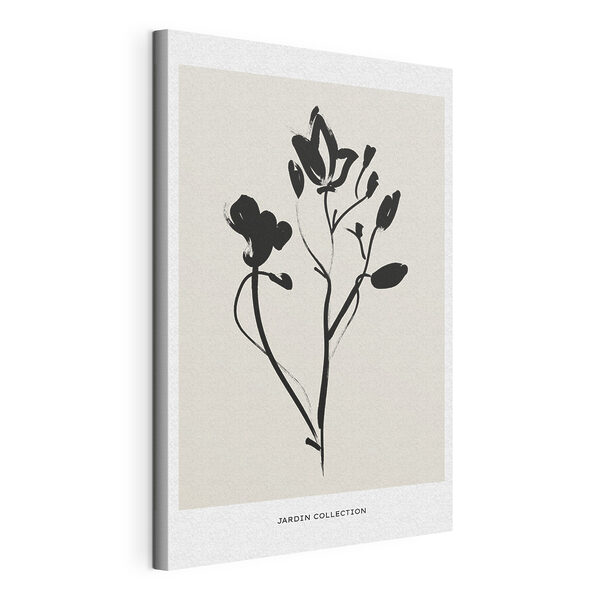 Canvas Schilderijen Een zwart-wit tekening van bloemen