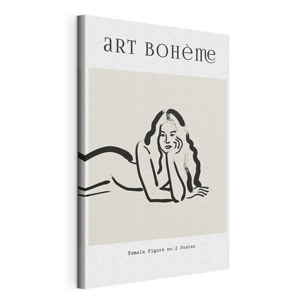 Een tekening van een vrouw die op haar buik ligt Canvas Schilderijen Een tekening van een vrouw die op haar buik ligt