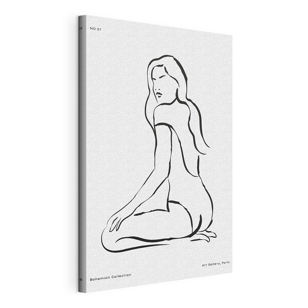 Canvas Schilderijen Een tekening van een zittende vrouw