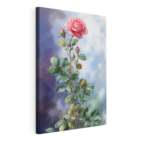 Een schilderij van een roos Canvas Schilderijen Een schilderij van een roos