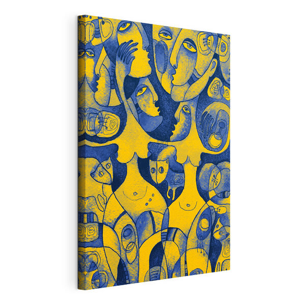 Een groep mensen met gezichten Canvas Schilderijen Een groep mensen met gezichten