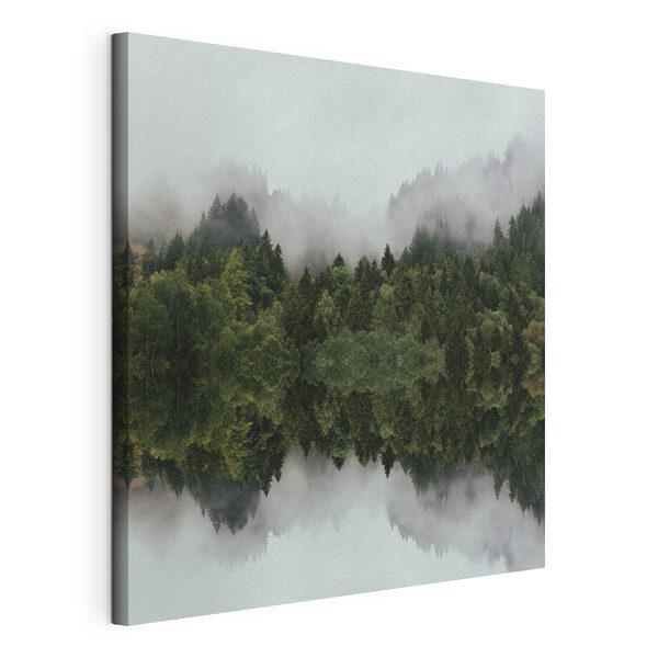 Een weerspiegeling van bomen in het water Canvas Schilderijen Een weerspiegeling van bomen in het water