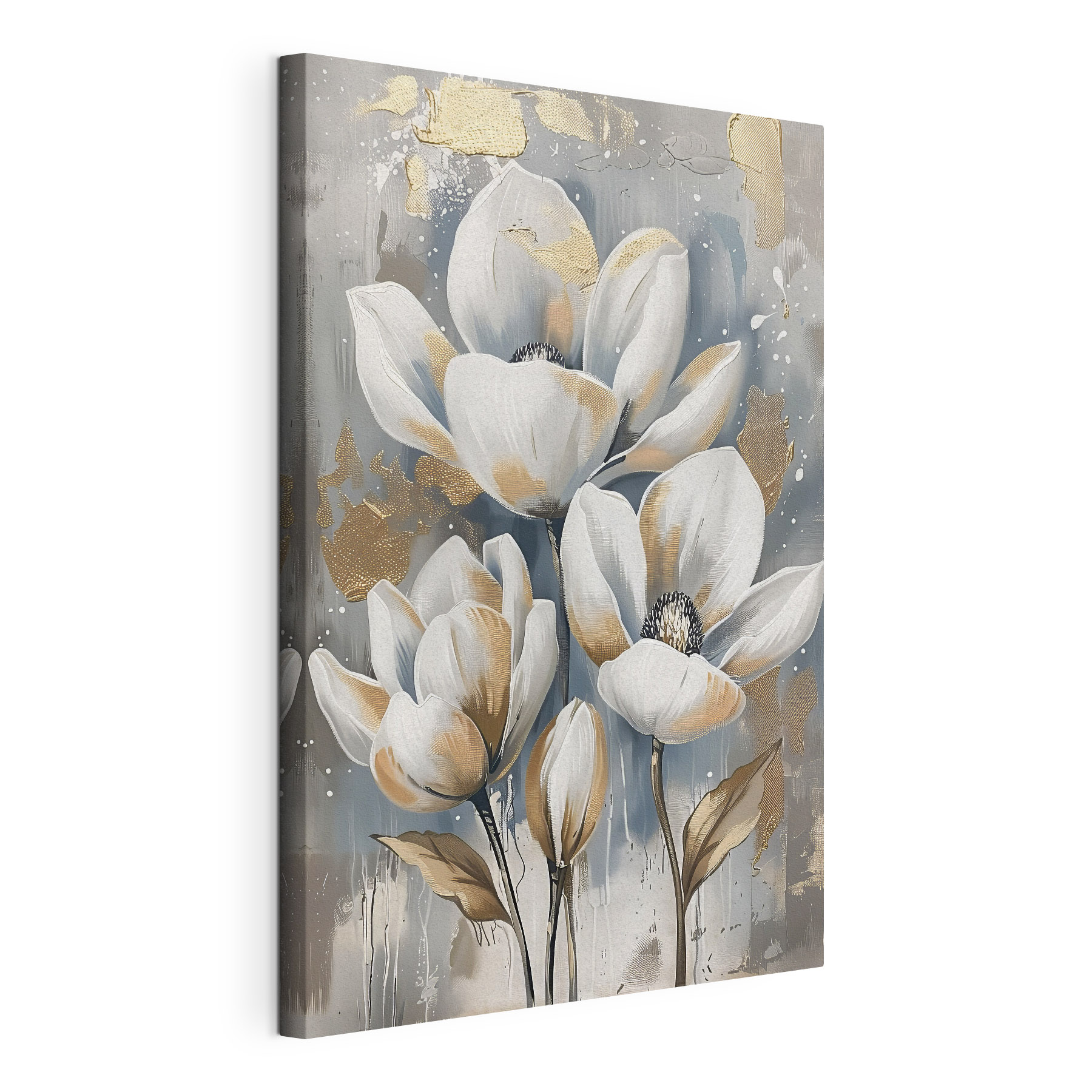 A painting of white flowers