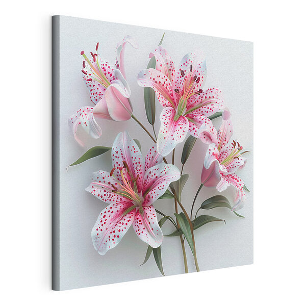 Een groep roze en witte bloemen Canvas Schilderijen Een groep roze en witte bloemen