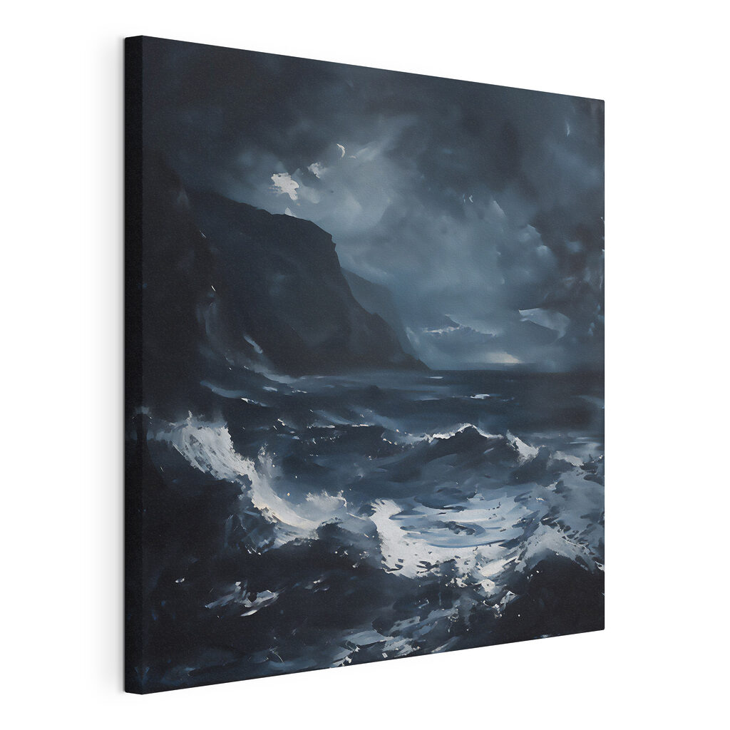 A stormy sea with mountains and clouds A stormy sea with mountains and clouds