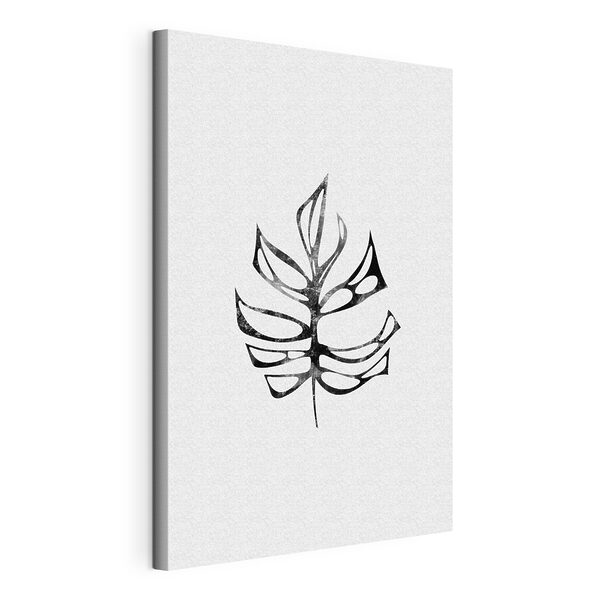 Een zwart-wit blad Canvas Schilderijen Een zwart-wit blad