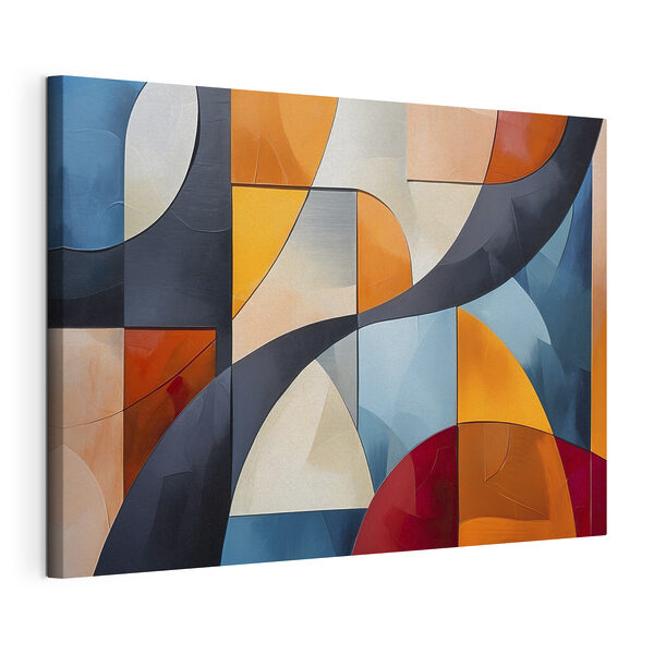 Een kleurrijk kunstwerk met gebogen vormen Canvas Schilderijen Een kleurrijk kunstwerk met gebogen vormen