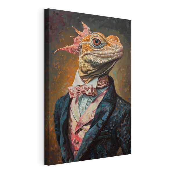 Canvas Schilderijen Een hagedis in een pak