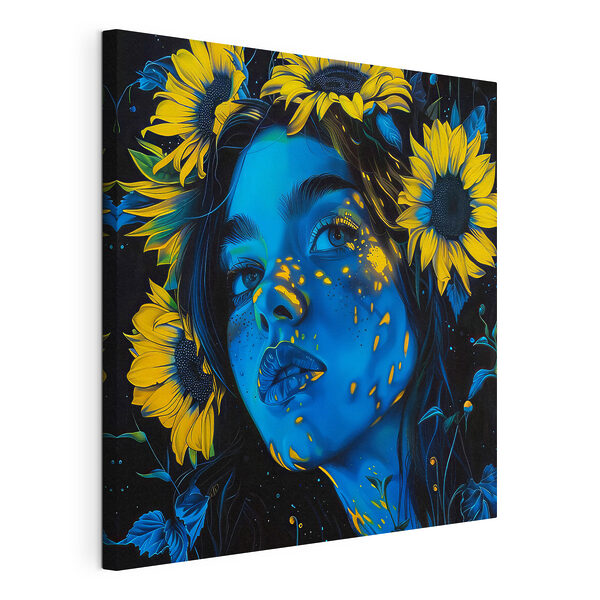 A woman with sunflowers in her hair A woman with sunflowers in her hair