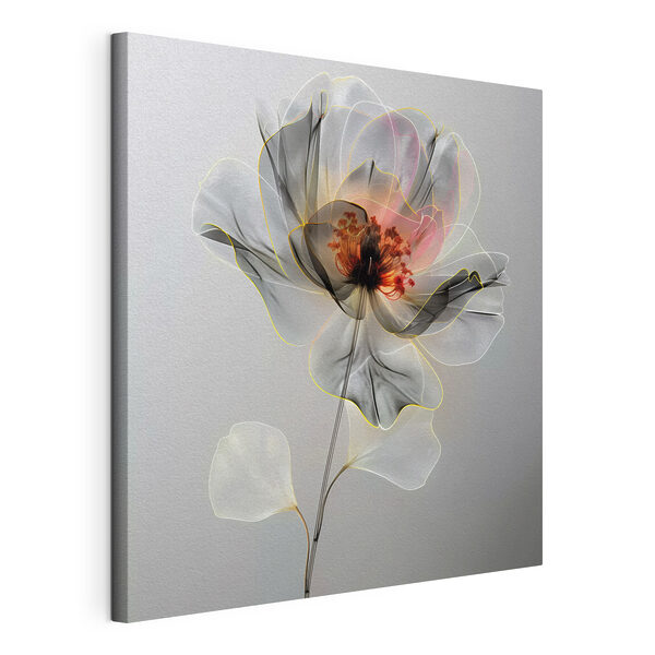 Een transparante bloem met een blad Canvas Schilderijen Een transparante bloem met een blad