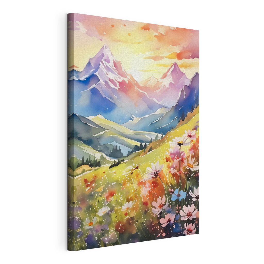A painting of a mountain range A painting of a mountain range