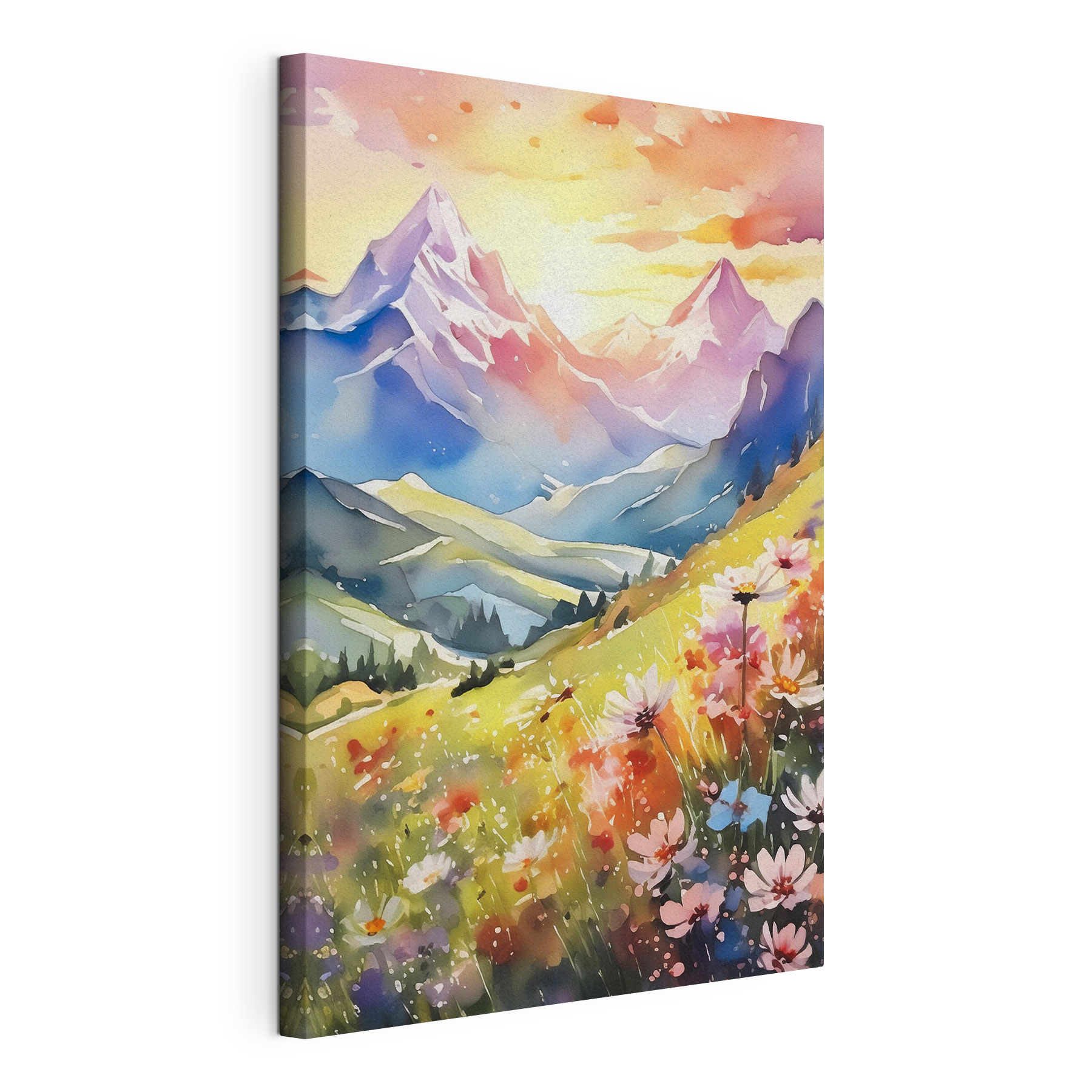 A painting of a mountain range A painting of a mountain range
