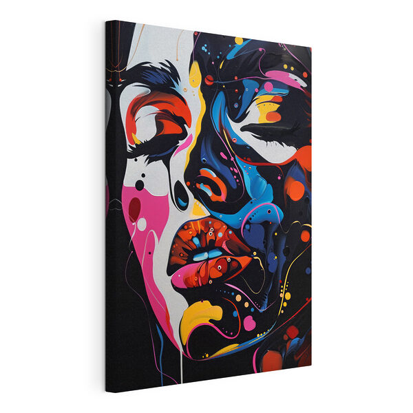 Een schilderij van het gezicht van een vrouw Canvas Schilderijen Een schilderij van het gezicht van een vrouw
