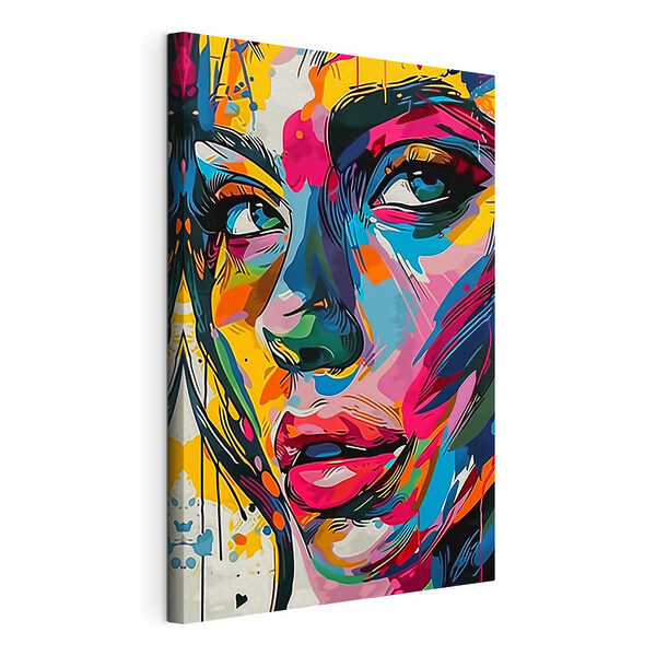 Een kleurrijk vrouwengezicht Canvas Schilderijen Een kleurrijk vrouwengezicht