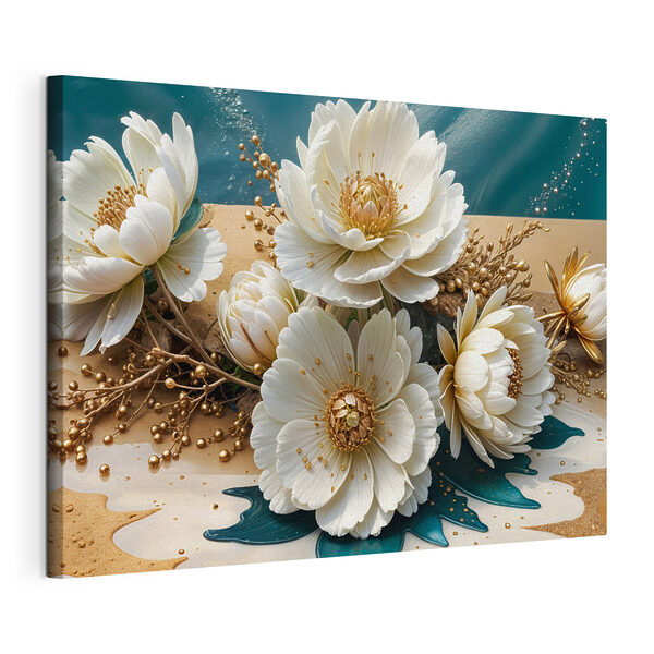 Canvas Schilderijen Groep witte bloemen
