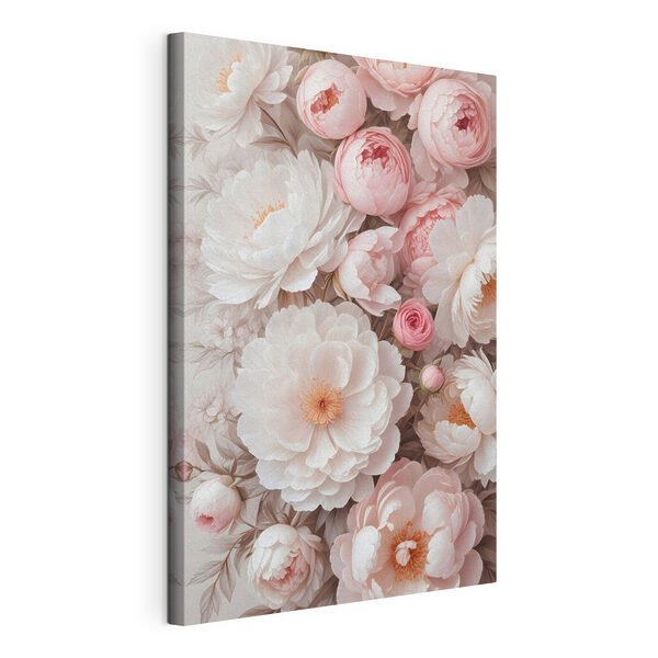 Groep witte en roze bloemen Canvas Schilderijen Groep witte en roze bloemen