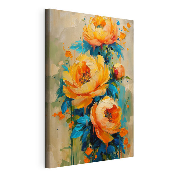 Canvas Schilderijen Schilderij van bloemen op een doek