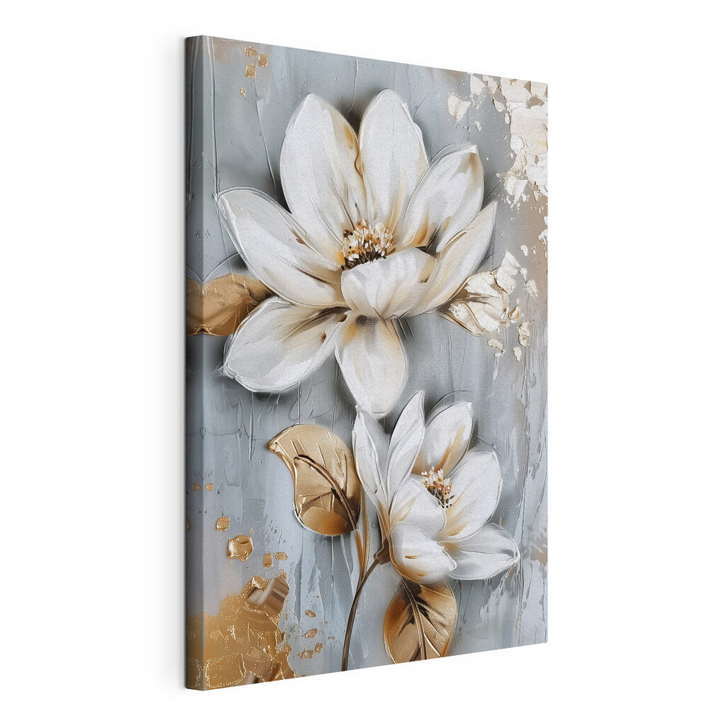 Painting of flowers on a grey surface Painting of flowers on a grey surface