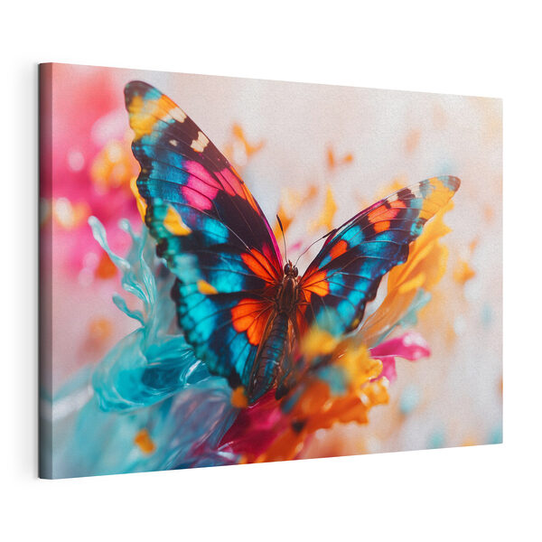 Canvas Schilderijen Vlinder op een bloem