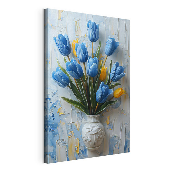 Vaas met blauwe tulpen Canvas Schilderijen Vaas met blauwe tulpen