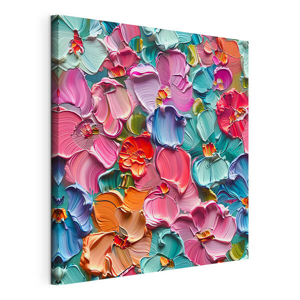 Canvas Schilderijen Levendige bloemen in een kleurrijk geheel