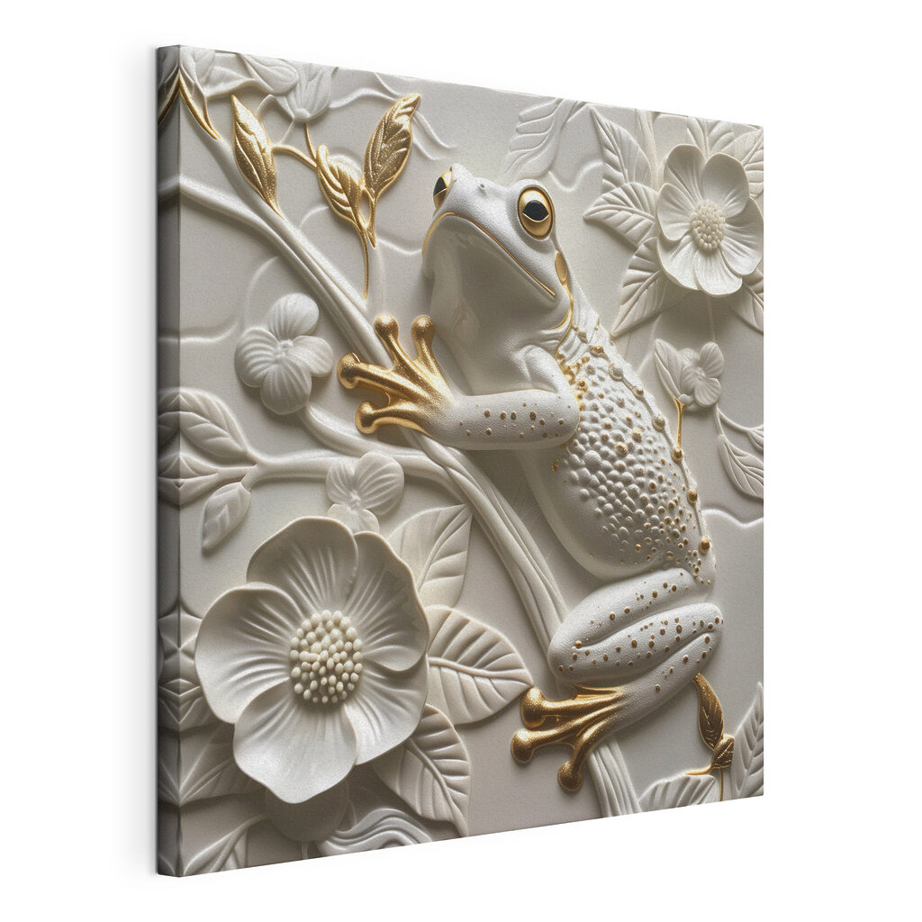 Decorative frog on floral design
