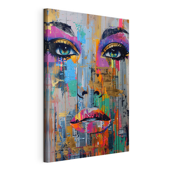 Canvas Schilderijen Schilderij van een vrouw’s gezicht