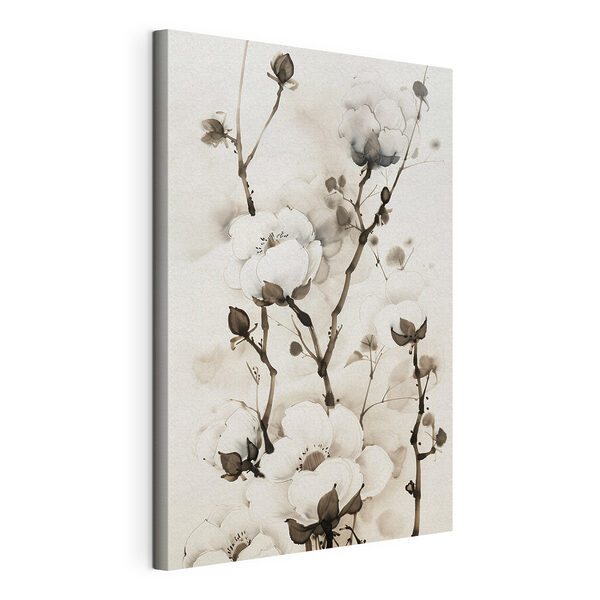 Canvas Schilderijen Elegante bloesems in ingetogen tinten