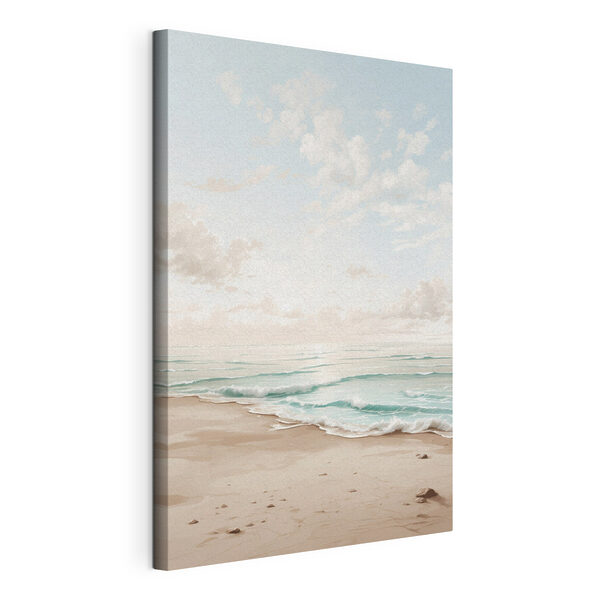 Canvas Schilderijen Strand met golven en zand