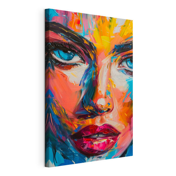 Schilderij van een vrouw’s gezicht Canvas Schilderijen Schilderij van een vrouw’s gezicht