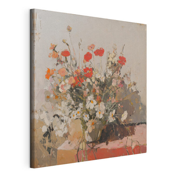 Canvas Schilderijen Schilderij van bloemen in een vaas