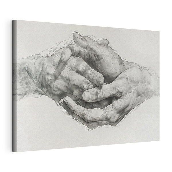 Tekening van twee handen Canvas Schilderijen Tekening van twee handen