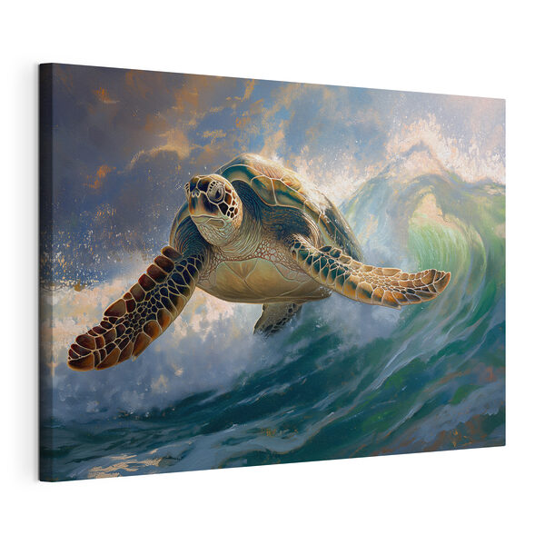 Zeeschildpad zwemmend in de oceaan Canvas Schilderijen Zeeschildpad zwemmend in de oceaan