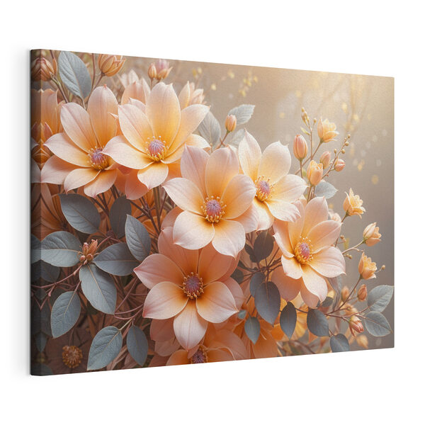 Groep bloemen met bladeren Canvas Schilderijen Groep bloemen met bladeren