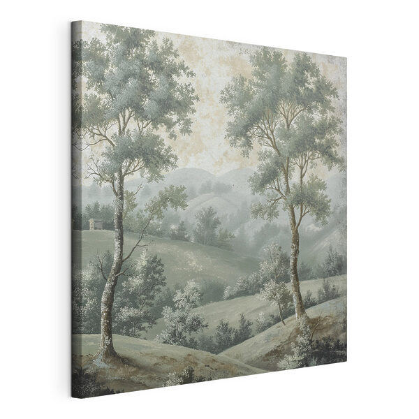 Painting of trees on a hill