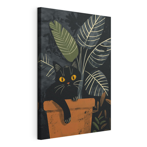 Kat zittend op een stenen richel Canvas Schilderijen Kat zittend op een stenen richel