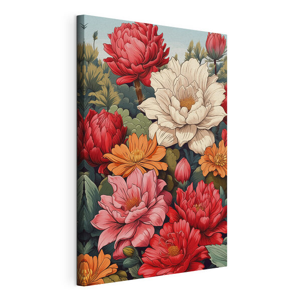 Levendige bloemen in volle bloei Canvas Schilderijen Levendige bloemen in volle bloei