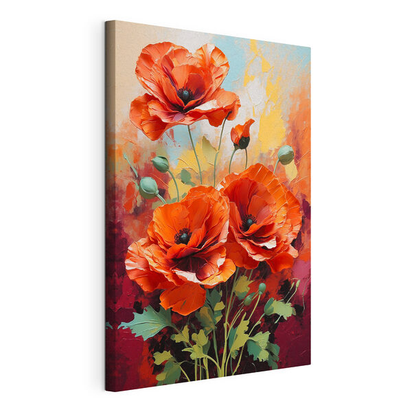 Schilderij van rode bloemen Canvas Schilderijen Schilderij van rode bloemen