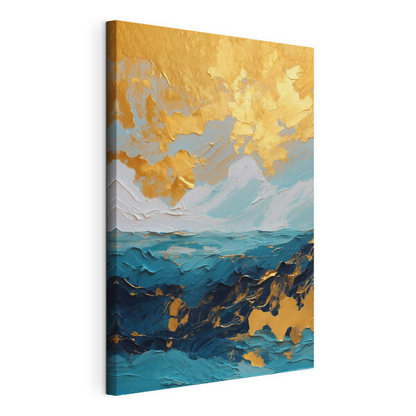 Oceanisch canvas van azuur en amber Canvas Schilderijen Oceanisch canvas van azuur en amber