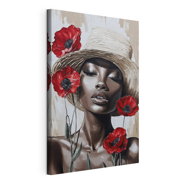 Vrouw met bloemen in haar haar Canvas Schilderijen Vrouw met bloemen in haar haar