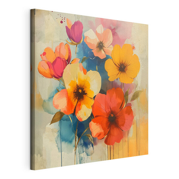 Levendige bloemen in zachte kleuren Canvas Schilderijen Levendige bloemen in zachte kleuren