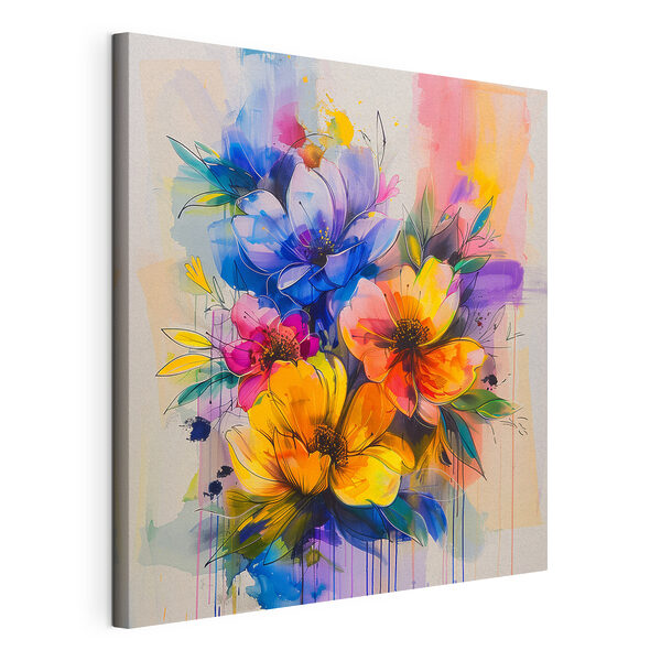 Schilderij van bloemen op een witte achtergrond Canvas Schilderijen Schilderij van bloemen op een witte achtergrond