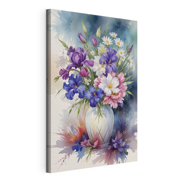 Schilderij van bloemen in een vaas Canvas Schilderijen Schilderij van bloemen in een vaas